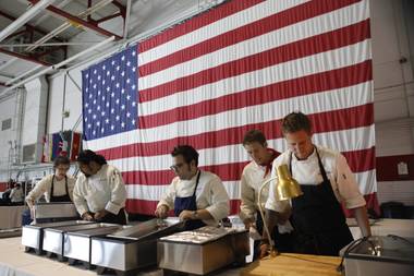 It was sink or swim on the third episode of Top Chef as the chefs made meals for the masses at Nellis Air Force Base. 