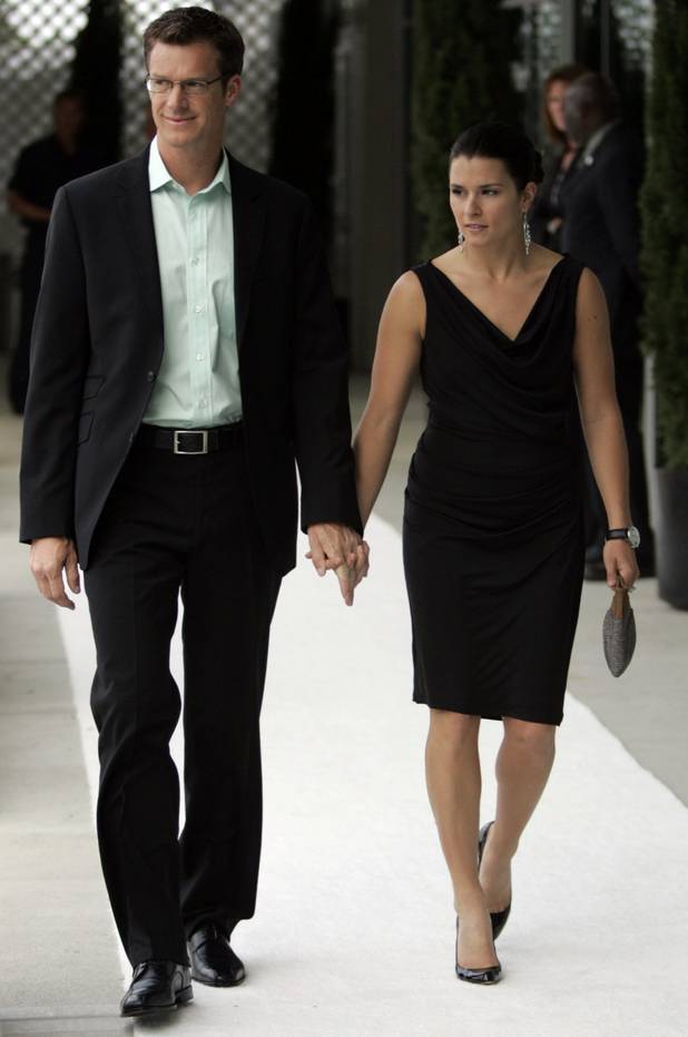 Danica Patrick, right, arrives with husband Paul Hospenthal for the ...