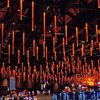 Glowing Sands: Light fixtures representing molten steel rods hang from the ceiling of Sands Bethlehem, which pays homage to the steel industry through its design and architecture.