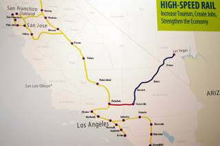 A map of the proposed high-speed train that would go from Las Vegas to Southern California in downtown Las Vegas Thursday, July 2, 2009. 