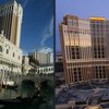 The Venetian, left, and Palazzo hotel-casinos on the Las Vegas Strip.
