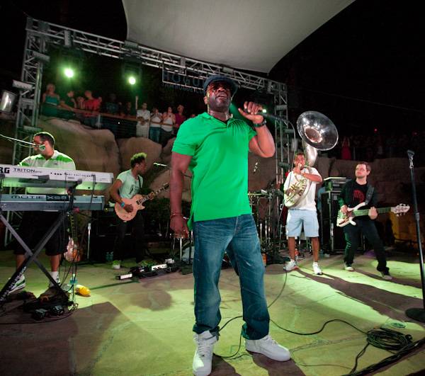 The Roots perform poolside at the Hard Rock Hotel as part of the casino's Friday Night Live concert series.