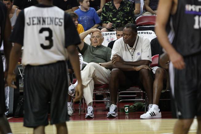 Sacramento Kings head coach, Pete Carril, left, watches the action during the NBA summer league at the Thomas & Mack Center.