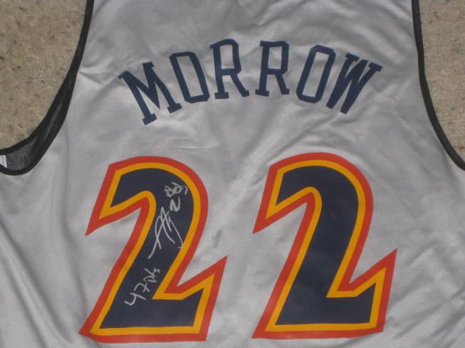 Hoops fan Brad Nolan, who caught Anthony Morrow's jersey in the stands following his record-setting performance on Thursday, submitted this photo displaying the unique inscription the Warriors guard scrawled on the back.
