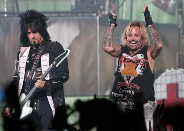 Guitarist Nikki Sixx and lead singer Vince Neil of Motley Crue perform at The Joint in the Hard Rock Hotel.