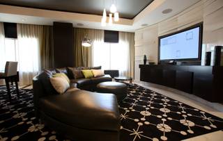 A look at the living room in the penthouse suite at the new HOTEL32 located on the Monte Carlo's top floor.