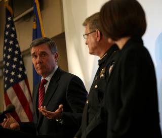 Gil Kerlikowske, left, the director of the White House Office of National Drug Control Policy, Jerry Hafen, director of the Nevada Department of Public Safety, and Catherine Cortez Masto, Nevada Attorney General, answer questions Wednesday at the Nevada Highway Patrol building during a press conference on drugged driving.