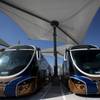 The new ACE buses are shown Aug. 25, 2009, during a grand opening of the new Sunset Maintenance Facility.