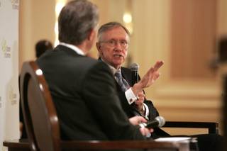 Sen. Harry Reid speaks at a Las Vegas Chamber of Commerce luncheon Wednesday at the Four Seasons. 
