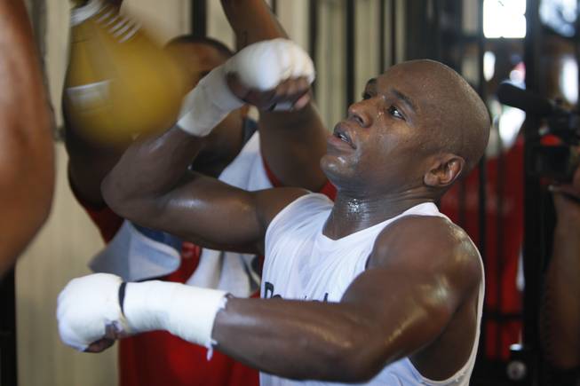Floyd Mayweather Jr. works out at his Las Vegas gym this month. Mayweather is preparing for his upcoming fight with Juan Manuel Marquez on Sept. 19 at the MGM Grand Garden Arena.