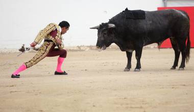 Matador Eulalio El Zotoluco Lopez performs during bloodless bullfights as Don Bull present Toros Las Vegas at The South Point Equestrian Center&nbsp;Monday.