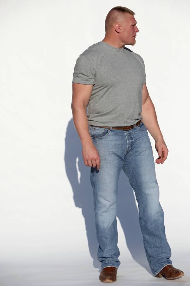 Brock Lesnar poses during a photo shoot for the UFC on Sunday.