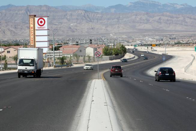 Parts of the Las Vegas Beltway fall short of freeway standards, like the area shown in this photo taken along its northern stretch where it intersects with Decatur Boulevard. 