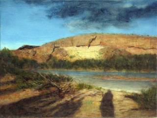 This is one of five 15-inch by 20-inch oil paintings created by Robert Beckmann of various views of the Las Vegas Wash in the aftermath of a devastating flood on July 8, 1999. These new paintings are part of Robert Beckmann: Elemental Landscape, opening to the public at the Springs Preserve on Oct. 16.