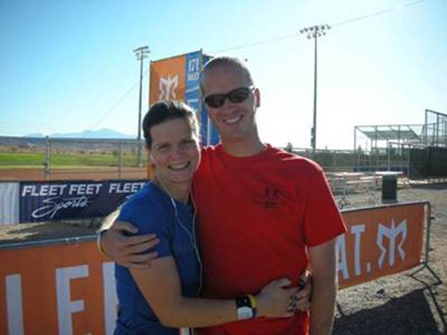 Jeremy Kunz and his wife, Melinda, at the Ragnar Relay Las Vegas starting line. 