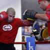 WBO welterweight champion Miguel Cotto, left, of Puerto Rico during a workout for the media at the Pound4Pound Gym in Los Angeles on Tuesday, Nov. 3, 2009. Cotto is scheduled to defend his title against Manny Pacquiao of the Philippines at the MGM Grand Garden Arena on Nov. 14. 