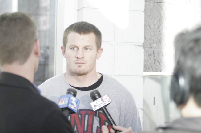 UNLV senior receiver Ryan Wolfe answers questions from reporters on Monday, Nov. 16, 2009, after now-fired head coach Mike Sanford met with the media at the Lied Athletic Complex.
