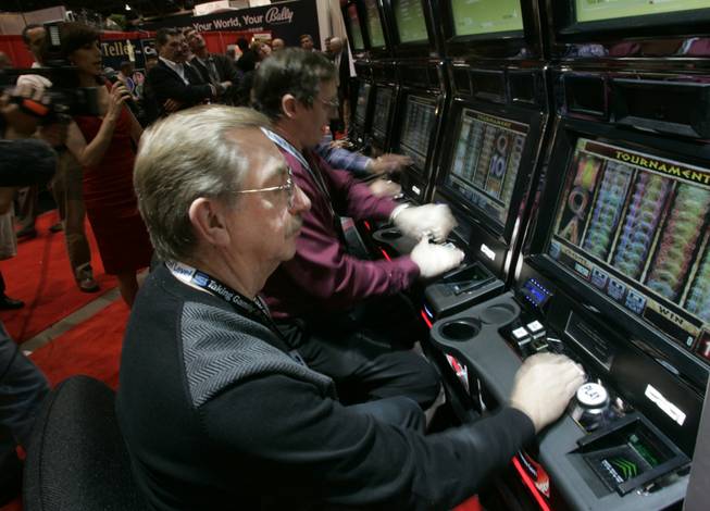 John Blessing takes part in a slot tournament Wednesday at the Global Gaming Expo. 