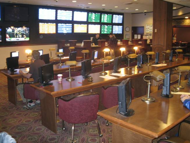 The sports book at Binion's: Serviceable.