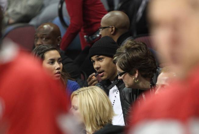 Findlay Prep guard Cory Joseph watches the UNLV-Kansas State game at the Orleans Arena on Saturday, Dec. 12, 2009, as part of his official visit with the Rebels.