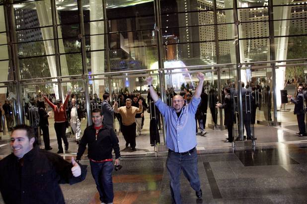 Guests enter the Aria hotel-casino for the first time Wednesday, ...
