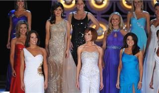 Contestants of the 2010 Miss America Pageant compete in the first evening of preliminary competition at Planet Hollywood on Jan. 26, 2010.