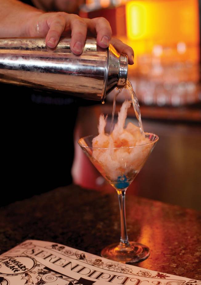 Or perhaps you'd like a Cotton-Candy Martini, being prepared at Serendipity 3 outside Caesars Palace. 