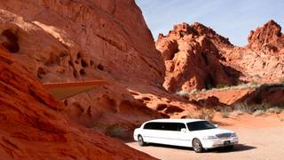 Bride Nina Kornblum and groom Alexander Kraft, from Bochum, Germany, arrived at the Valley of Fire in a limousine for their wedding. The bridesmaid was Octavia Winkler and the best man was Philip Mensing.