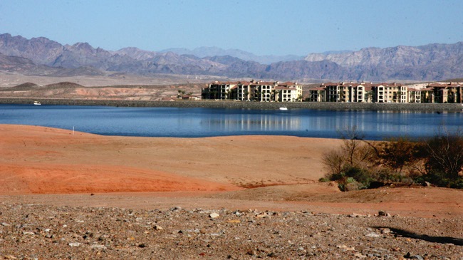 Pictured are condos sitting along Lake Las Vegas.