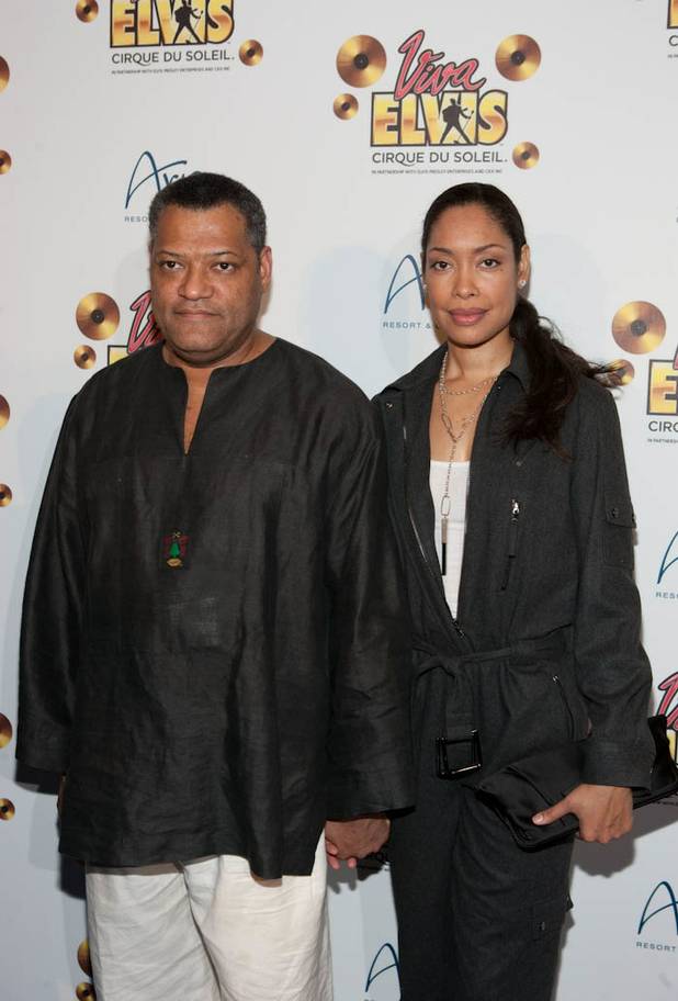 Laurence Fishburne and Gina Torres on the blue carpet for ...