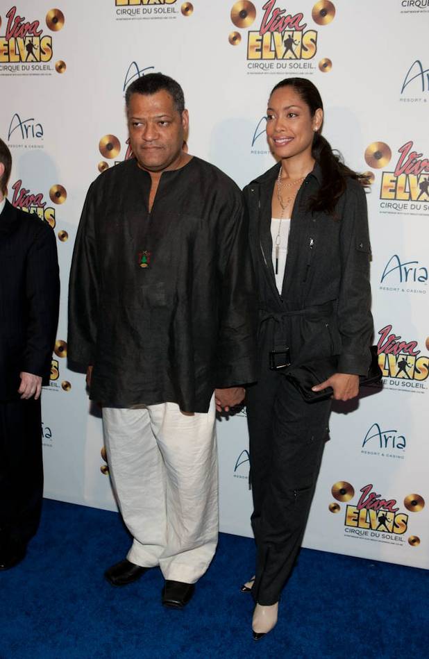 Laurence Fishburne and Gina Torres on the blue carpet for ...