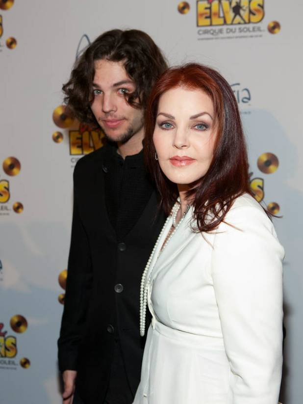 Priscilla Presley and her son Navarone Garibaldi on the blue ...