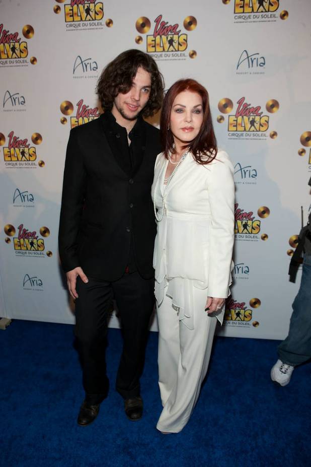Priscilla Presley and her son Navarone Garibaldi on the blue ...
