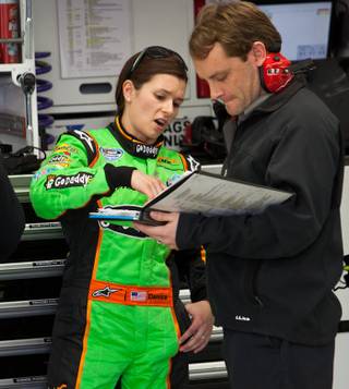 Danica Patrick prepares for the NASCAR Nationwide Series Sam's Town 300 at Las Vegas Motor Speedway on Feb. 26, 2010.