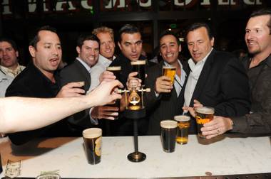 Todd English and friends have a toast to celebrate the opening of Todd English P.U.B. at CityCenter’s Crystals on March 16,&nbsp;2010.