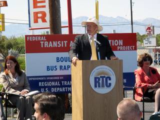 RTC General Manager Jacob Snow speaks at the groundbreaking of the new ACE Green Line, which will run down Boulder Highway from downtown Las Vegas to Henderson.