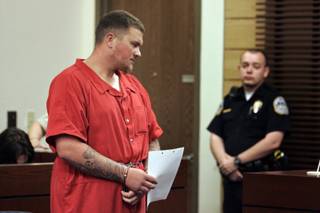 Accused of killing his girlfriend's 16-month-old daughter, Cody Geddings appears in Henderson Justice Court in on Monday, April 12, 2010. 