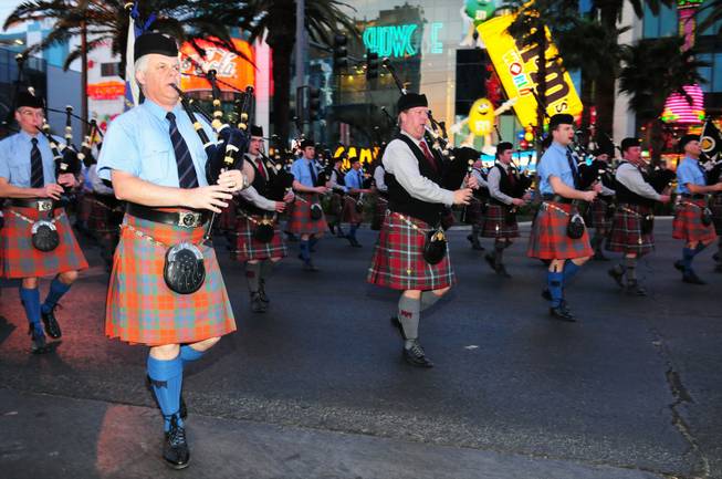 Pipers take center stage on the Las Vegas Strip.