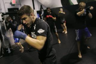 UFC lightweight fighter Sam Stout works out in preparation for his upcoming fight Wednesday, April 28, 2010.