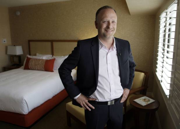 Arik Knowles, vice president of hotel operations, poses in a renovated suite at the Tropicana. The property is going through its first major renovation in nearly 25 years.
