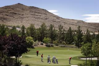The UNLV golf team practices at Southern Highlands Golf Club in Las Vegas Wednesday, May 26, 2010.