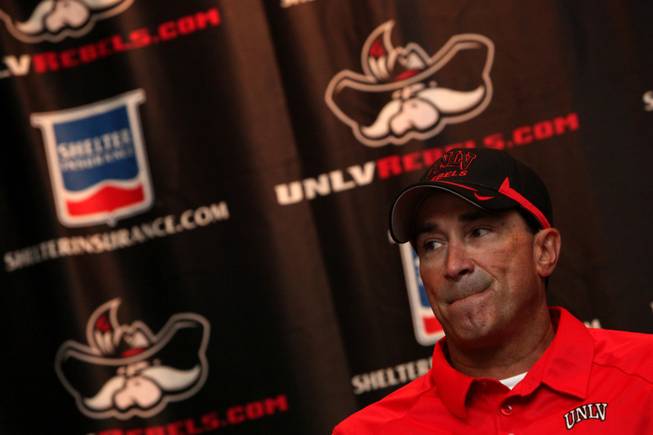 Former College of Southern Nevada coach Tim Chambers addresses the media at Si Redd Room Friday, June 11, 2010, after being named the new UNLV baseball head coach. 