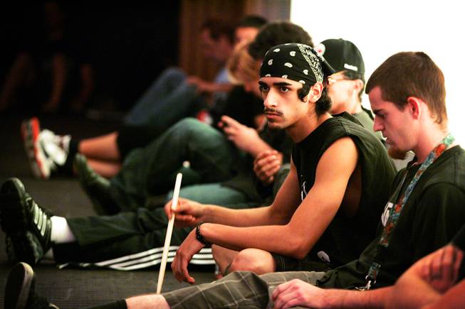 Lorenzo Haidl of Las Vegas waits during open auditions for the Blue Man Group inside the Venetian.