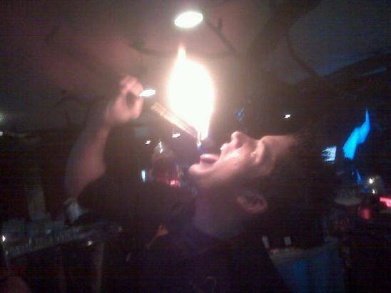 This bartender's fire trick at Nu Sanctuary -- vegan!