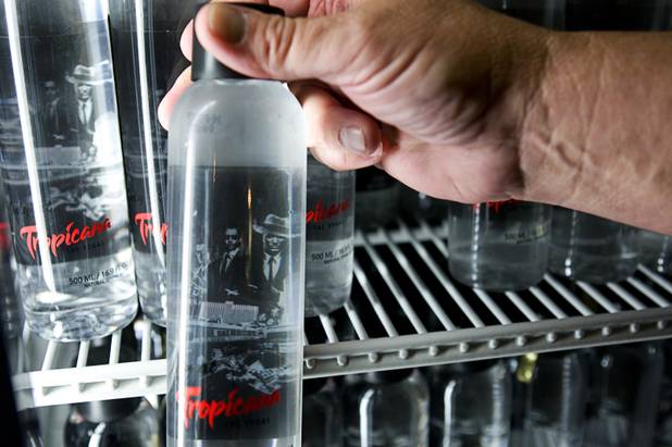"Mob Water" is displayed during a news conference at the Las Vegas Mob Experience preview center at the Tropicana Monday, August 2, 2010. STEVE MARCUS / LAS VEGAS SUN