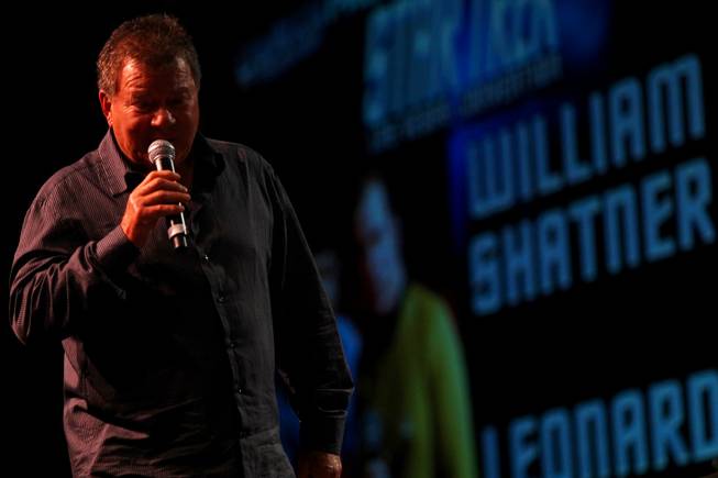 William Shatner addresses a crowd of thousands Saturday, August 7, ...