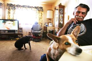 Don Carlson sits in his trailer with his dogs Amber, from left, and Tina August 10, 2010. Don Carlsons surgery to remove a tumor from his esophagus was successful in July 2009, but he became infected with the deadly bacteria Acinetobacter during his recovery. The infection almost killed him and added six weeks to his hospital stay, resulting in the loss of his job and then bankruptcy.