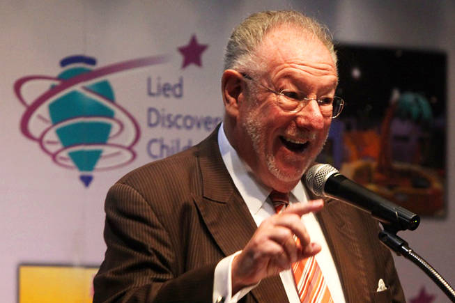 Las Vegas Mayor Oscar Goodman addresses the crowd during an announcement Wednesday that the Lied Children's Museum they will be relocating to the Smith Center for the Performing Arts.
