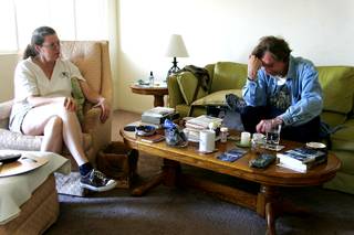 Rodger Jacobs reacts to bad news from girlfriend Lela Michael after waking up Tuesday, August 24, 2010.
