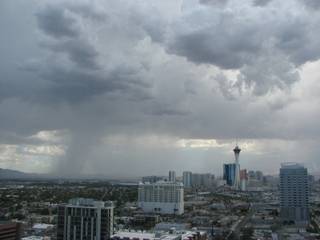 Storms were moving from the south into the Las Vegas Valley. This view looks toward the south-southeast from the 16th floor of the Clark County Regional Justice Center in downtown Las Vegas.